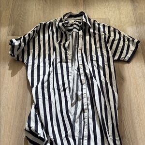 Black and White Striped Men's Shirt